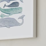 "Blue Whales" - Art Print in Aqua by Kelsey Carlson - Frame Close-up