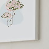 "Little Flower Flamingo" - Art Print in White by Jennifer Postorino - Frame Close-up