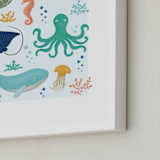 "Sea Friends" - Art Print in Sea Blue by Beth Schneider - Frame Close-up