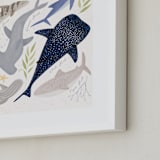 "Marvelous Sharks" - Art Print in Sand by Sabrin Deirani - Frame Close-up