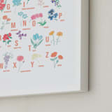 "Flower Alphabet" - Art Print in Peach by Jessica Kelemen - Frame Close-up