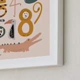 "Safari Friends Numerals" - Art Print in Flamingo by Jenna Holcomb - Frame Close-up