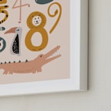 "Safari Friends Numerals" - Art Print in Flamingo by Jenna Holcomb - Frame Close-up