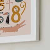 "Safari Friends Numerals" - Art Print in Flamingo by Jenna Holcomb - Frame Close-up