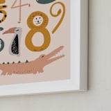 "Safari Friends Numerals" - Art Print in Flamingo by Jenna Holcomb - Frame Close-up
