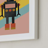 "Retro Robot" - Art Print in Bubblegum by Morgan Kendall - Frame Close-up