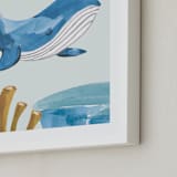 "Ocean Friends I" - Art Print in Whale by Teju Reval - Frame Close-up