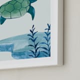 "Ocean Friends III" - Art Print in Turtle by Teju Reval - Frame Close-up