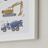 "Tons of Trucks" - Art Print in Sage Green by Alice Nelen - Frame Close-up