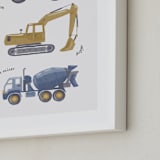 "Tons of Trucks" - Art Print in Sage Green by Alice Nelen - Frame Close-up