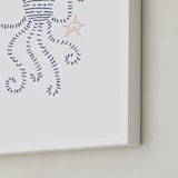 "Lined Animals I" - Art Print in OCEAN BLUE by Jayne Alfieri - Frame Close-up
