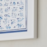 "Animal Alphabet Toile" - Art Print in Ocean Blue by Teju Reval - Frame Close-up