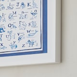 "Animal Alphabet Toile" - Art Print in Ocean Blue by Teju Reval - Frame Close-up