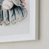 "Baseball 1" - Art Print in Leather by Helen Makadia - Frame Close-up