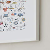 "Sports Alphabet" - Art Print in Grey by Teju Reval - Frame Close-up