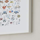 "Sports Alphabet" - Art Print in Grey by Teju Reval - Frame Close-up