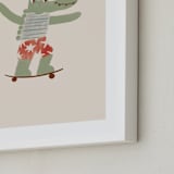 "Skater Croc" - Art Print in Beige by Zove Ahhh - Frame Close-up