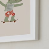 "Skater Croc" - Art Print in Beige by Zove Ahhh - Frame Close-up