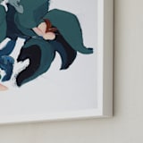 "Modern Abstract Floral art print" - Art Print in turquoise blue by Caryn Owen - Frame Close-up