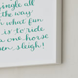 "Jingle Bells Holiday" - Art Print in Teal by Megan Kelso - Frame Close-up
