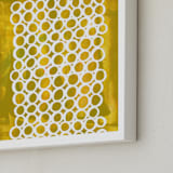 "Three Blue Dots" - Art Print in Mustard & Blue by Loren Willis - Frame Close-up