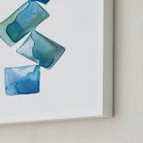 "Stacked Blue" - Art Print in Ocean Blue by Jennifer Morehead - Frame Close-up