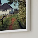 "Short Cut to Church" - Art Print in Earth Green by Gray Star Design - Frame Close-up
