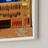 "CagedElevator" - Art Print in Muddy Brown by Jeff Preuss - Frame Close-up