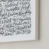 "All the Names of Jesus" - Art Print in Black by Laura Bolter - Frame Close-up