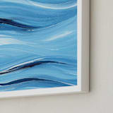 "Uneasy" - Art Print in Ocean Blue by Chelsey Scott - Frame Close-up
