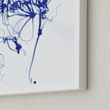 "Inky Blue Floral" - Art Print in Inky Blue by Sonal Nathwani - Frame Close-up