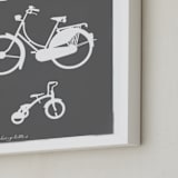 "La Famille de Bicyclettes" - Art Print in Slate Grey by Sheila Corcoran - Frame Close-up