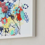 "Quirky Garden" - Art Print in Happy Blue by Sonal Nathwani - Frame Close-up