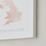 "Pink Watercolour Britain Map" - Art Print in Blush Pink by Katrina Lindhorst - Frame Close-up
