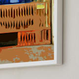 "CagedElevator" - Art Print in Muddy Brown by Jeff Preuss - Frame Close-up
