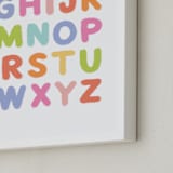 "Fuzzy Alphabet" - Art Print in Rainbow by Kristen Magee - Frame Close-up