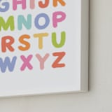"Fuzzy Alphabet" - Art Print in Rainbow by Kristen Magee - Frame Close-up