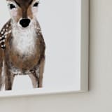 "Baby Animal Deer" - Art Print in chestnut brown by Cass Loh - Frame Close-up