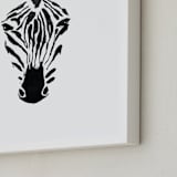 "Zealous Zebra" - Art Print in Black Ink by Inkblot Design - Frame Close-up