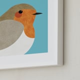 "Little Winter Robin" - Art Print in Teal by Catherine Culvenor - Frame Close-up