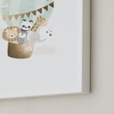 "baby animals balloon ride" - Art Print in seafoam by peetie design - Frame Close-up