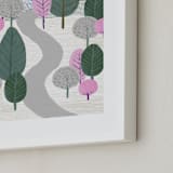 "Little walk in the forest" - Art Print in Light green and grey by Marta Crea - Frame Close-up