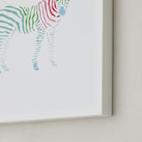 "Rainbow Zebra" - Art Print in Strawberry Pink by Meredith Collie - Frame Close-up