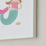 "Mermaid Art" - Art Print in Pinky Teal by Rebecca Marchese - Frame Close-up