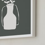 "Vase and Branches #2" - Art Print in Forest Green by Efrat Ofek - Frame Close-up