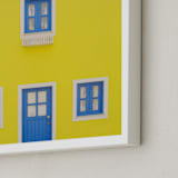 "Yellow house" - Art Print in lemon yellow by Lena Erysheva - Frame Close-up