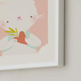"Valentine Zoo Bunny" - Art Print in Pink by Lori Wemple - Frame Close-up