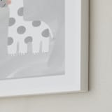 "Dream Big Elephant And Giraffe" - Art Print in Soft Grey by Patrice Horvath - Frame Close-up