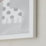 "Dream Big Elephant And Giraffe" - Art Print in Soft Grey by Patrice Horvath - Frame Close-up