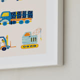 "The Truck Gang" - Art Print in Periwinkle by Kartika Paramita - Frame Close-up